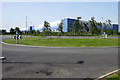 Magna Park roundabout with warehouse beyond