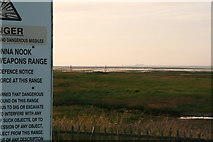 TA4200 : Range markers and a ship,  from Donna Nook carpark by Chris