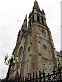 A side view of the twin spires of St Peter