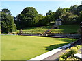 Structures on the eastern side of the bowling green, Dursley Bowls Club