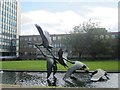 NZ2464 : Swans in Flight Sculpture, Newcastle Civic Centre by Graham Robson
