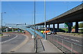 Long ramp up to a footbridge under the North Circular Road, London NW2