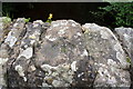 Benchmark on top of south parapet of Burton Bridge