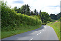 The B4518 dropping down to Tylwch