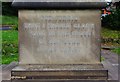 Inscription on base of cross, corner of Church Drive and Minster Road, Stourport-on-Severn