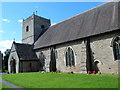 SO4258 : Entrance to grade II* listed village church, Eardisland   by Jaggery