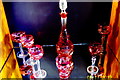 M2133 : Moycullen - Celtic Crystal - Clear & Red Wine Bottle & Glasses by Suzanne Mischyshyn