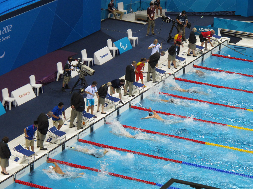 Paralympic blind swimmers tapped to show... © David Hawgood :: Geograph ...