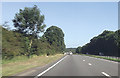 A48 approaching lay by west of Beaulieu-fawr