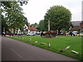 Horses resting near the war memorial at Letchmore Heath