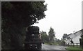 H4425 : Tractor tyres on the move on the A34 (Clones Road) by Eric Jones