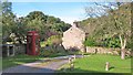 Telephone kiosk and green at West Scrafton