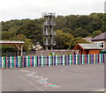 Fire tower and a colourful fence, Abercrave