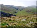 Trowupburn from the south-west  ridge of Great Hetha