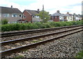 Newtown Road houses viewed across the railway, Penperlleni