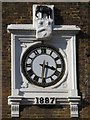 Clock, elephant and date stone above the entrance to Fremlin Walk, ME14