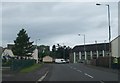 Sharp bend on the A34 in the village of Newtownbutler