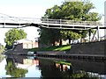 Narrowboat moored upstream of Sabrina Bridge