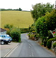 Old School Hill descends towards Spout Hill junction, Mynydd-bach