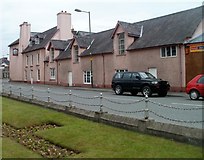 SN7634 : King's Road side of the Castle Hotel Llandovery by Jaggery