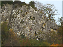 SD8263 : Climbers on Castlebergh Crag above Settle by Karl and Ali