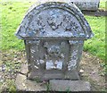 NT5917 : Ancient symbolic stone in Bedrule Kirkyard by James Denham