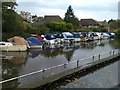 Moored boats on the River Wey Navigation