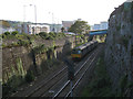 The railway seen from Shute Hill bridge