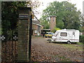 Caravan in the car park of Catholic church