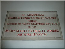 SY7289 : St Andrew, West Stafford: memorial (VI) by Basher Eyre