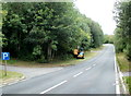 Verge maintenance tractor alongside the A465 SW of Llangua