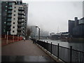 TQ3779 : View of buildings in South Quay from Millwall Dock by Robert Lamb