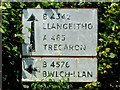 Old road sign near Bwlch-Llan, Ceredigion