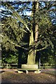 Memorial bench on crossroads at Hursley