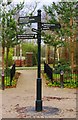 Signpost at junction of paths, Arrow Valley Country Park, Redditch