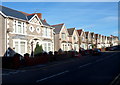 Long row of semi-detached houses, Kenfig Hill