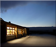 HP6008 : Winter dusk, Baltasound Junior High School by Mike Pennington
