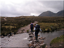 NG8867 : Stepping stones crossing the Abhainn Loch na h-Oidhche by Trevor Littlewood