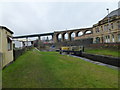 Huddersfield Narrow Canal, lock and railway viaduct