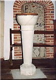 TL7616 : St Mary, Fairstead - Font by John Salmon