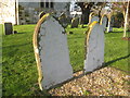 TF4680 : Headstones at St. Andrew's Beesby by Jonathan Thacker