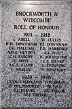 SO8916 : Roll of Honour, Brockworth and Witcombe War Memorial by Philip Halling