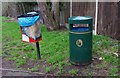 SO8985 : Dog waste bin and litter bin in playing field, Wollaston, Stourbridge by P L Chadwick