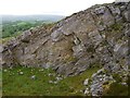 Steeply dipping strata on south flank of Carreg Dwfn