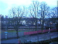 Looking from Catford Station down to Catford Bridge station, early evening, winter