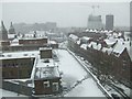 A snowy view out of the office window