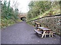 Picnic table on the railway path