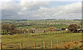 NW view over site of Cockfield Fell station in Gaunless valley to Woodland Fell and Hamsterley Forest