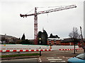 Crane towers over a building site, Barry