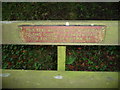ST3787 : Bench plaque in St. Mary's churchyard, Llanwern by Jeremy Bolwell
